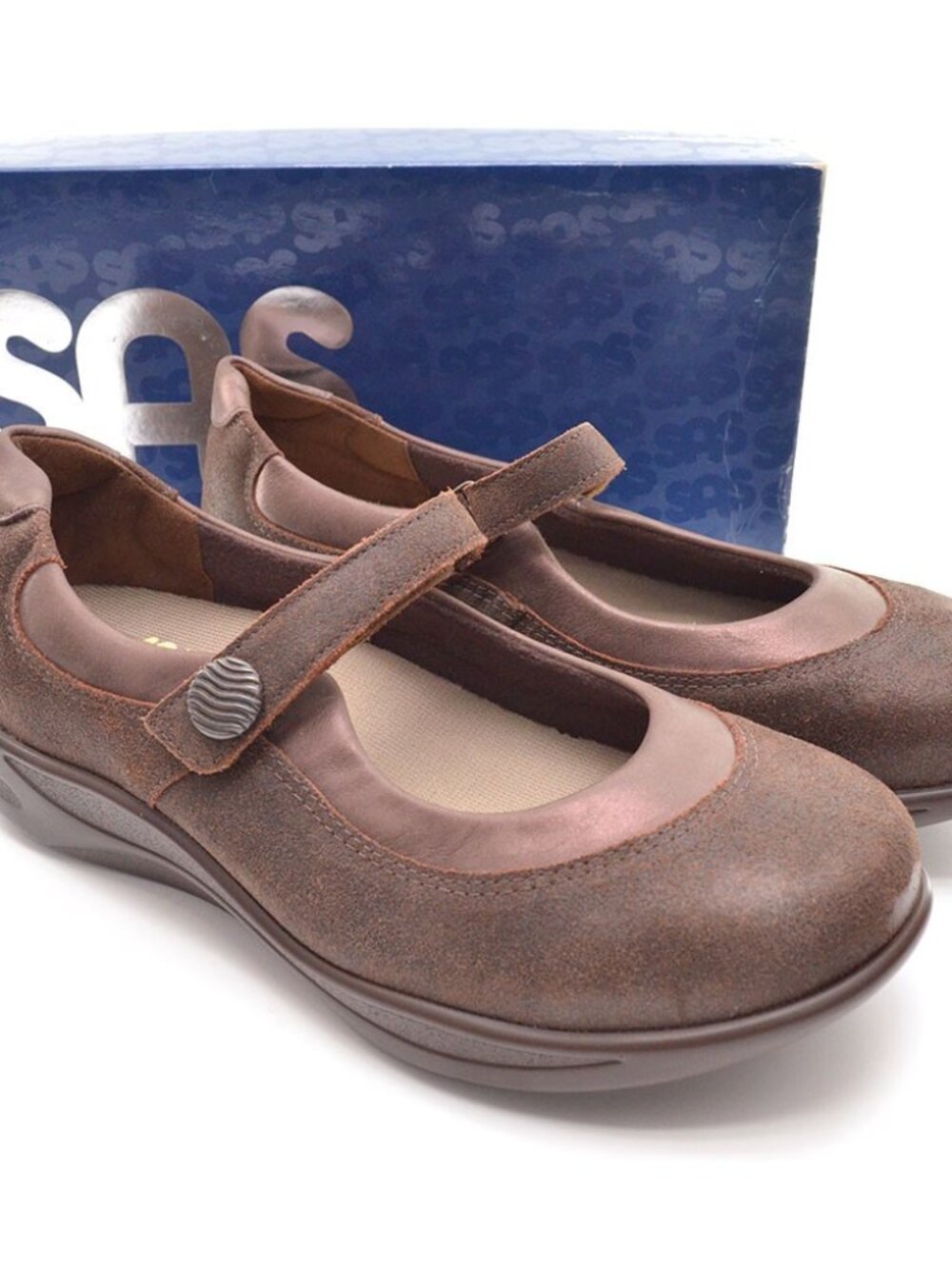 SAS Step Out Brown Mary Jane Walking Shoes 9.5 W New